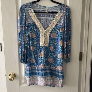 Long sleeve free people paisley dress